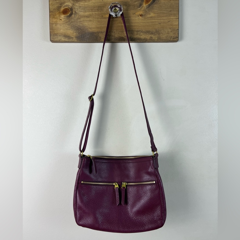 Gorgeous Fossil Elsie Crossbody/Shoulder Bag Burgundy Pebbled Leather Adjustable